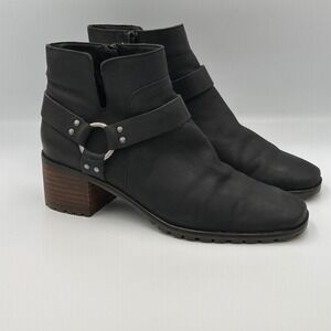 Lucky Brand Black Leather Buckle Harness Ankle Boots Womens Size 6M